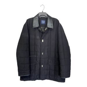 Vintage Peter Elliot | Mens Black Quilted Puffer Flannel Long‎ Winter Coat